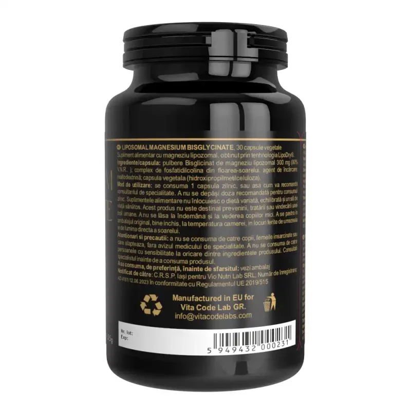 Magneziu Bisglicinat Lipozomal 30 capsule vegetale 3