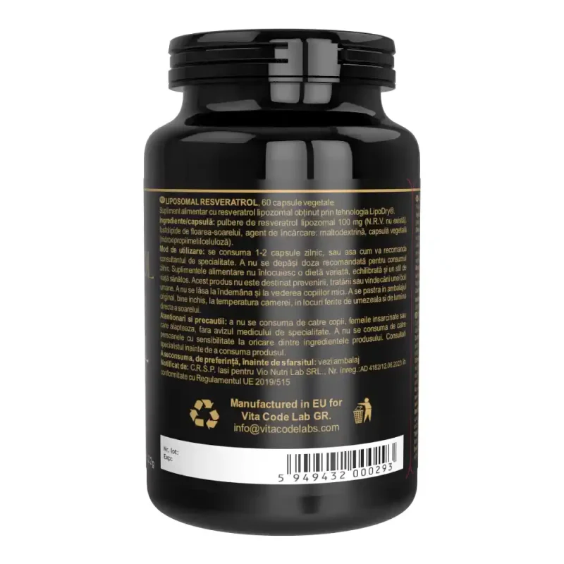 Resveratrol Lipozomal 100 mg, flacon cu 60 capsule vegetale 3